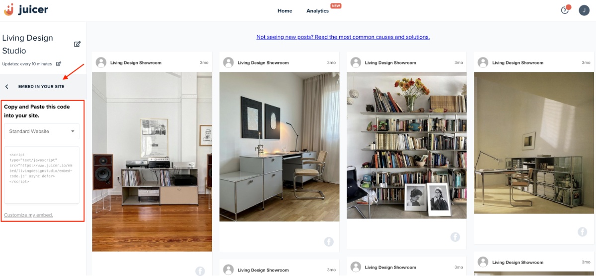 Add Facebook feed on your website