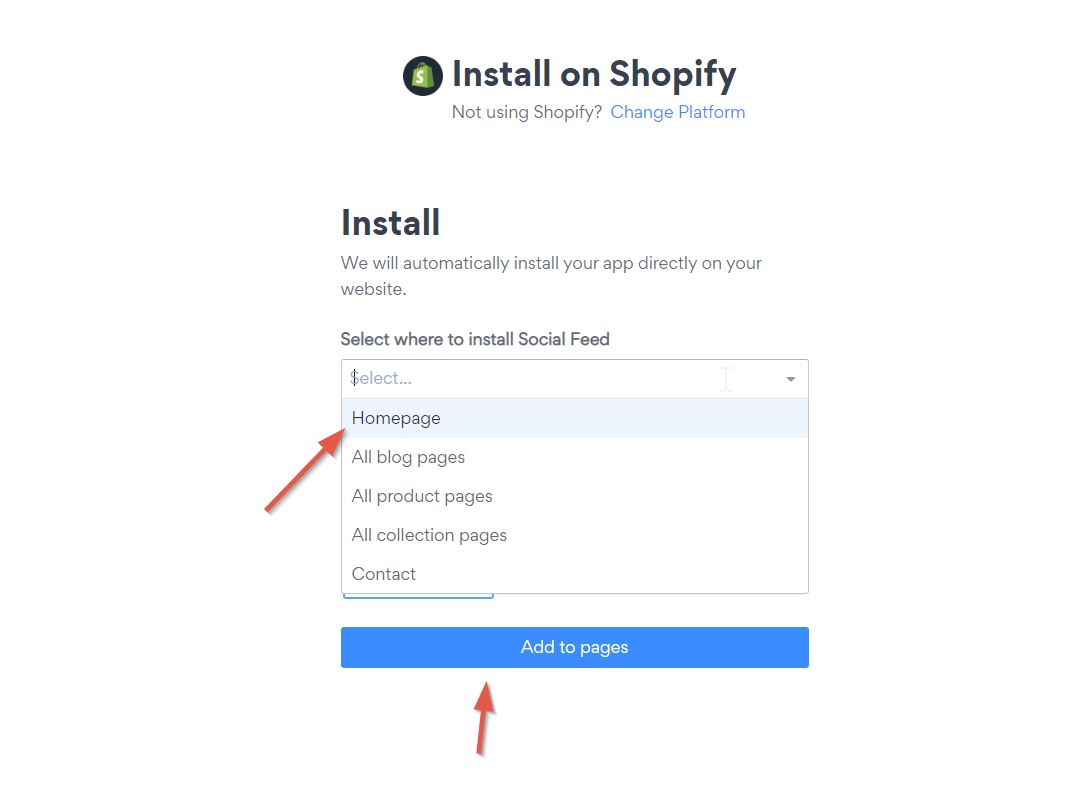 Add social media feed to Shopify using app store step 5