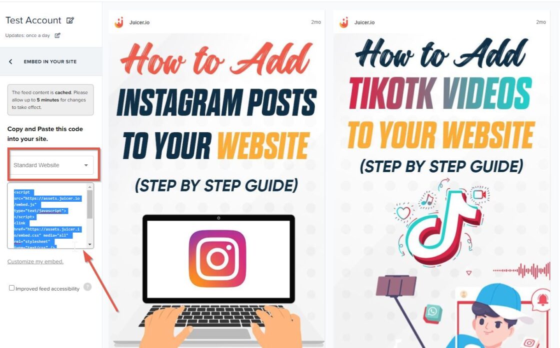How to add social media feed to Wix step 4