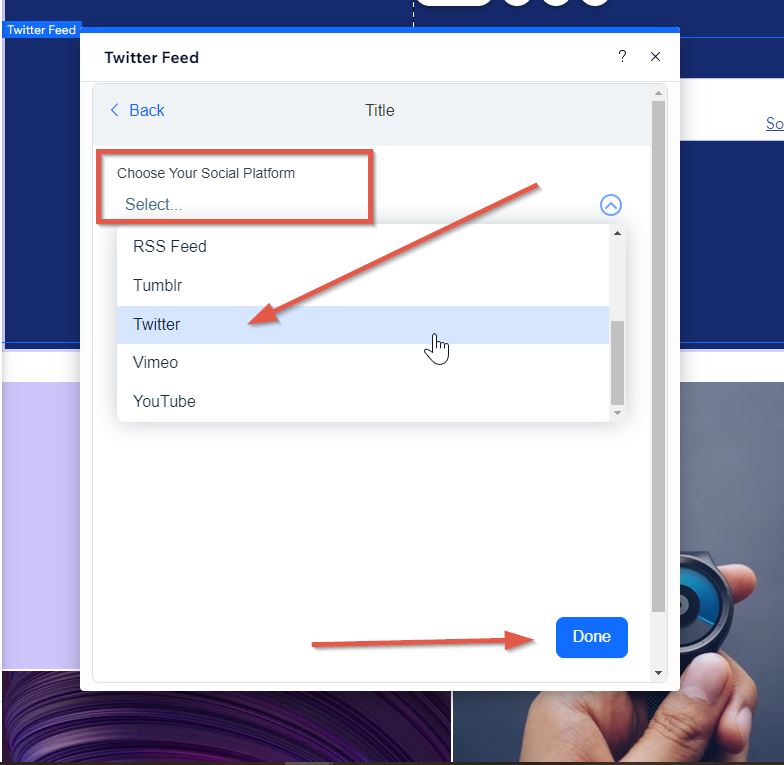 Create Wix Twitter Feed step 6