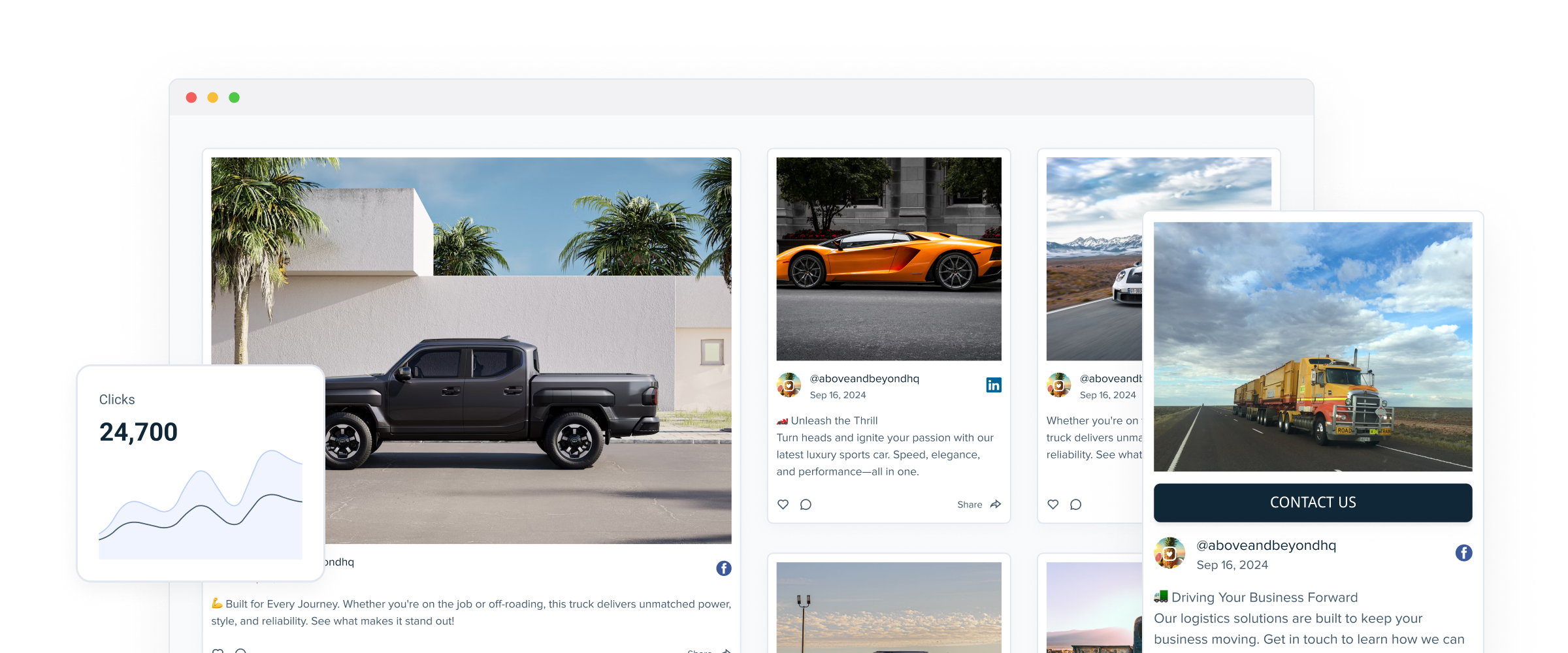 Automotive and transportation social media feed