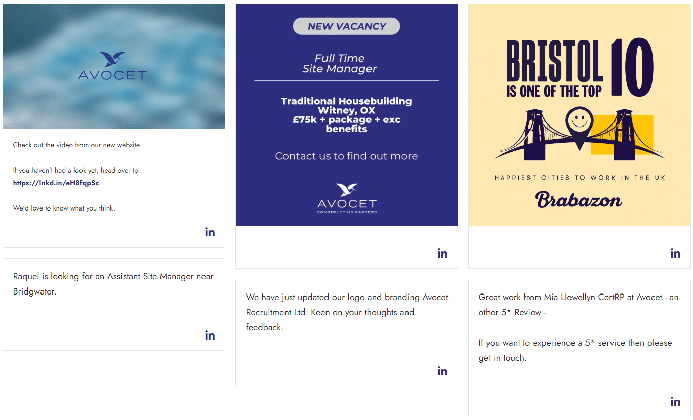 Example: AVOCET embedding their job updates from LinkedIn