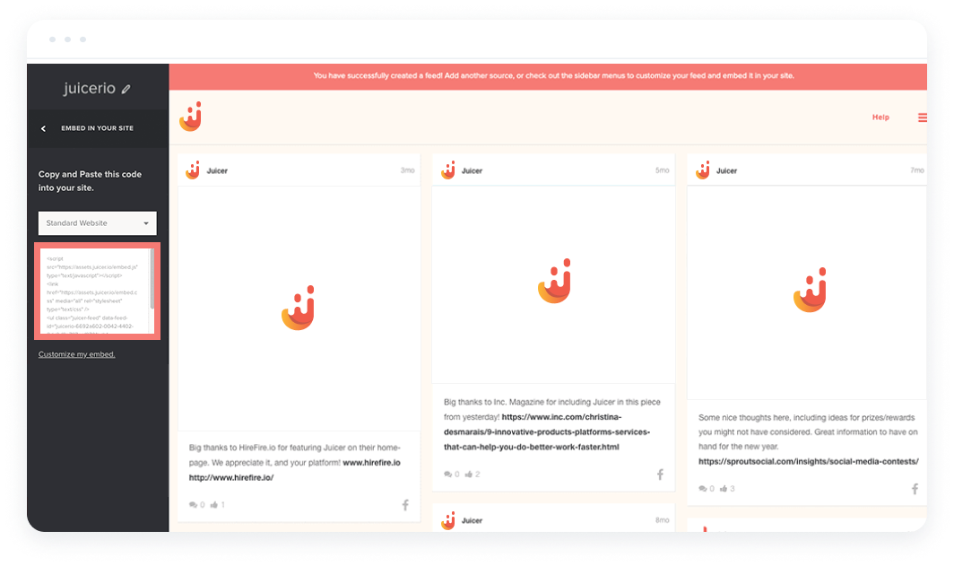How to Set-Up a Facebook Aggregator and Embed Feed step 6