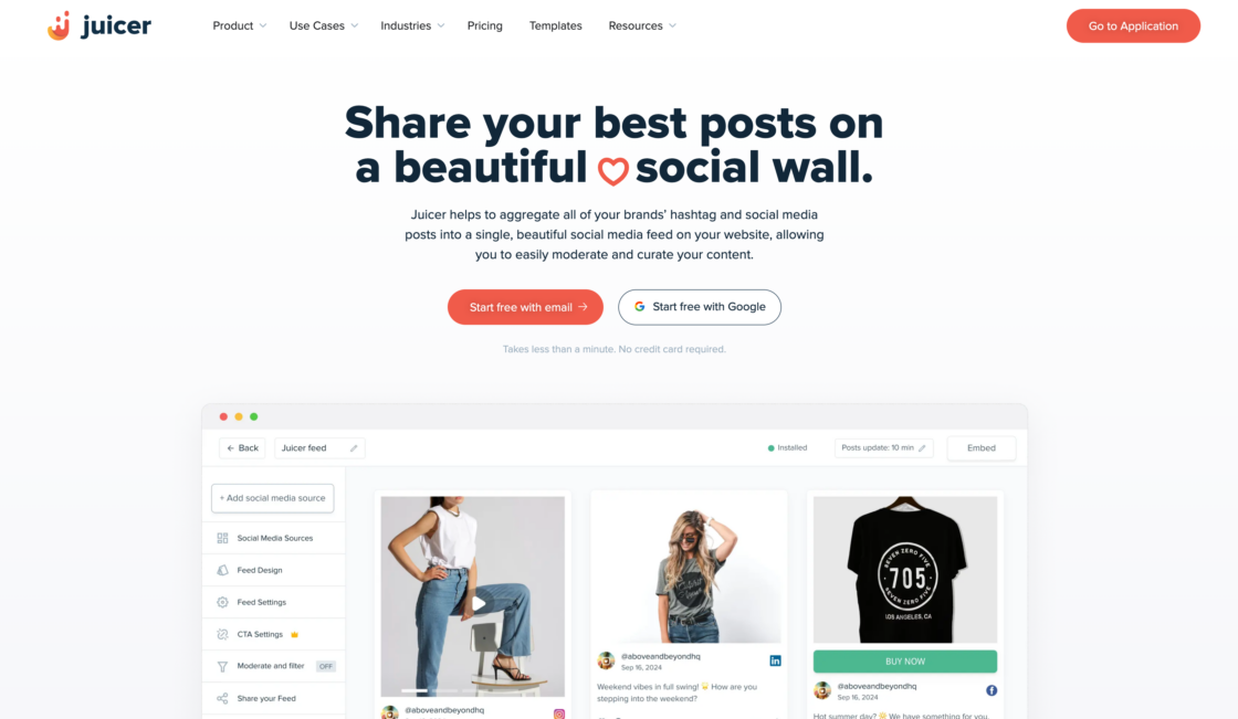 Screenshot of Juicer's homepage