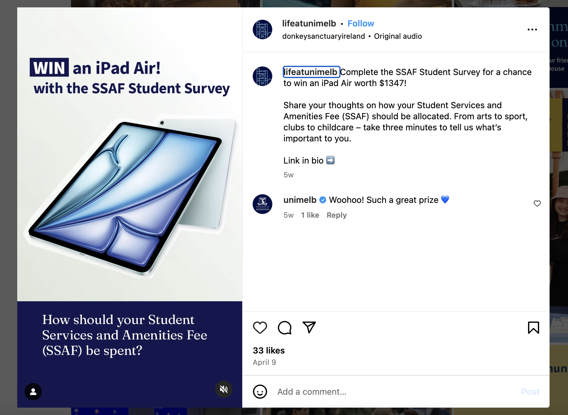 college social media post ideas contest