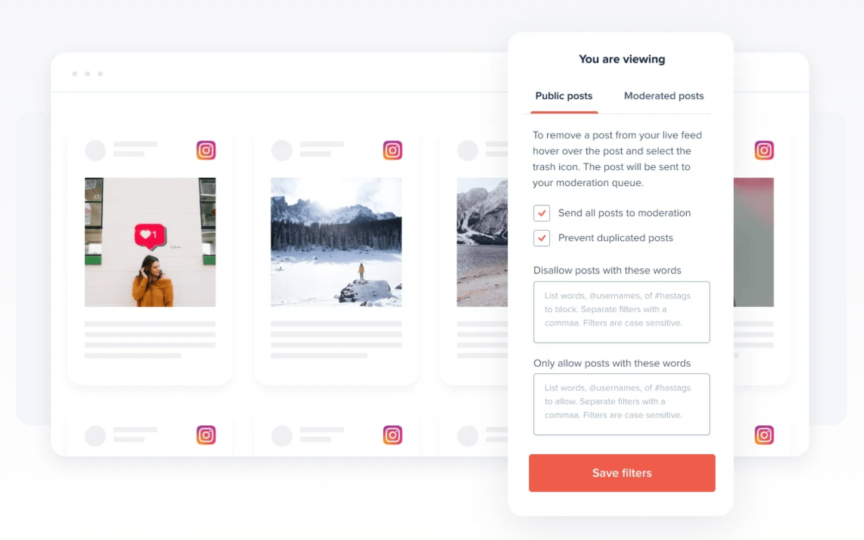 Can I control what is displayed on my Instagram widget?