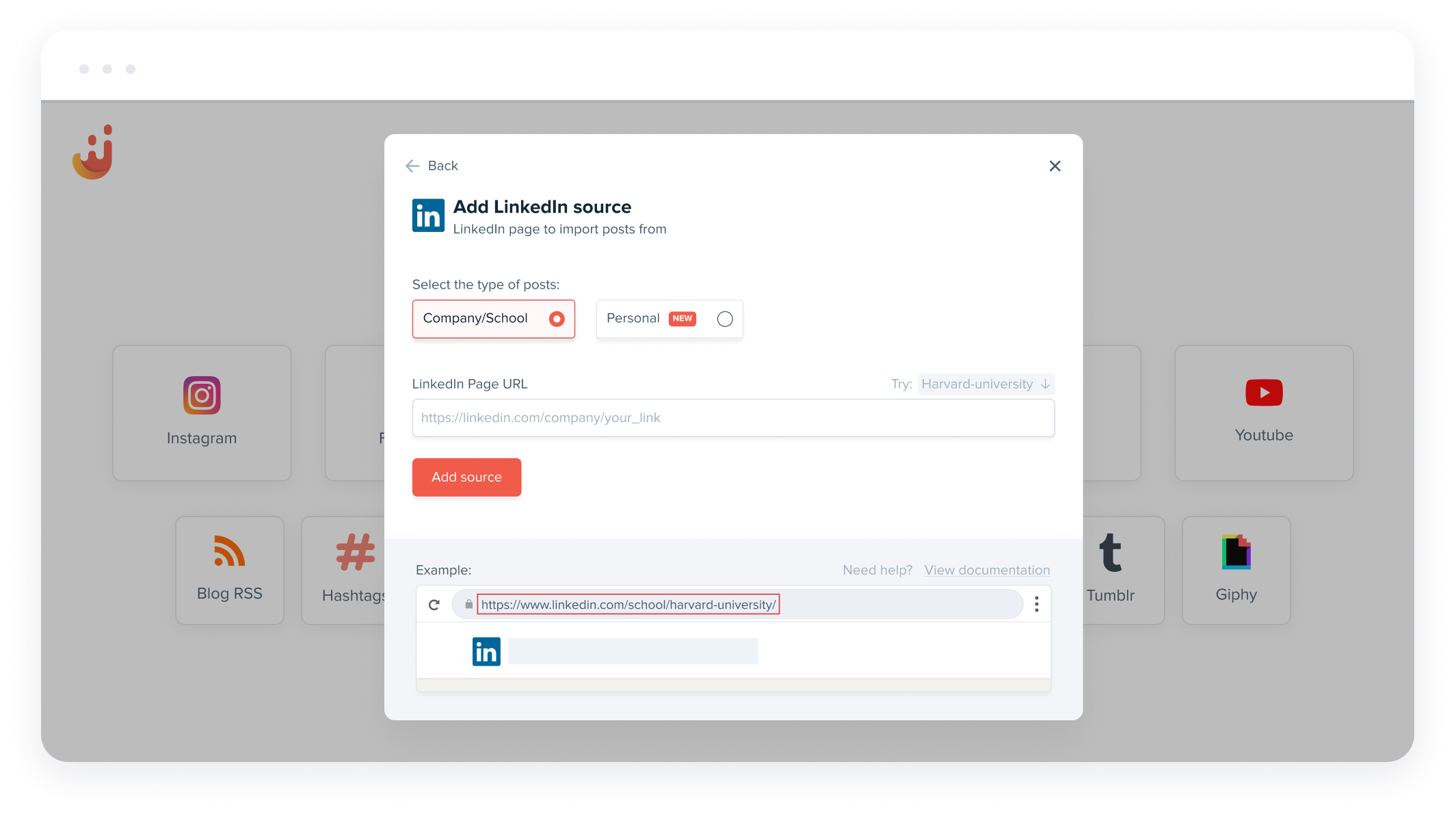 Setup LinkedIn Aggregator Step 3