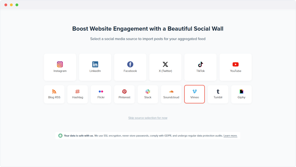 Setup Vimeo feed step 2