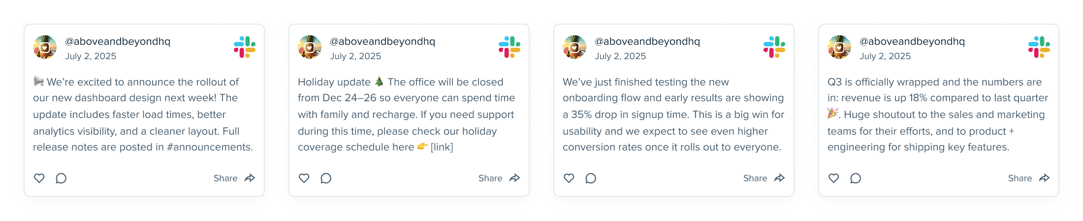 Slack aggregator for your social wall​