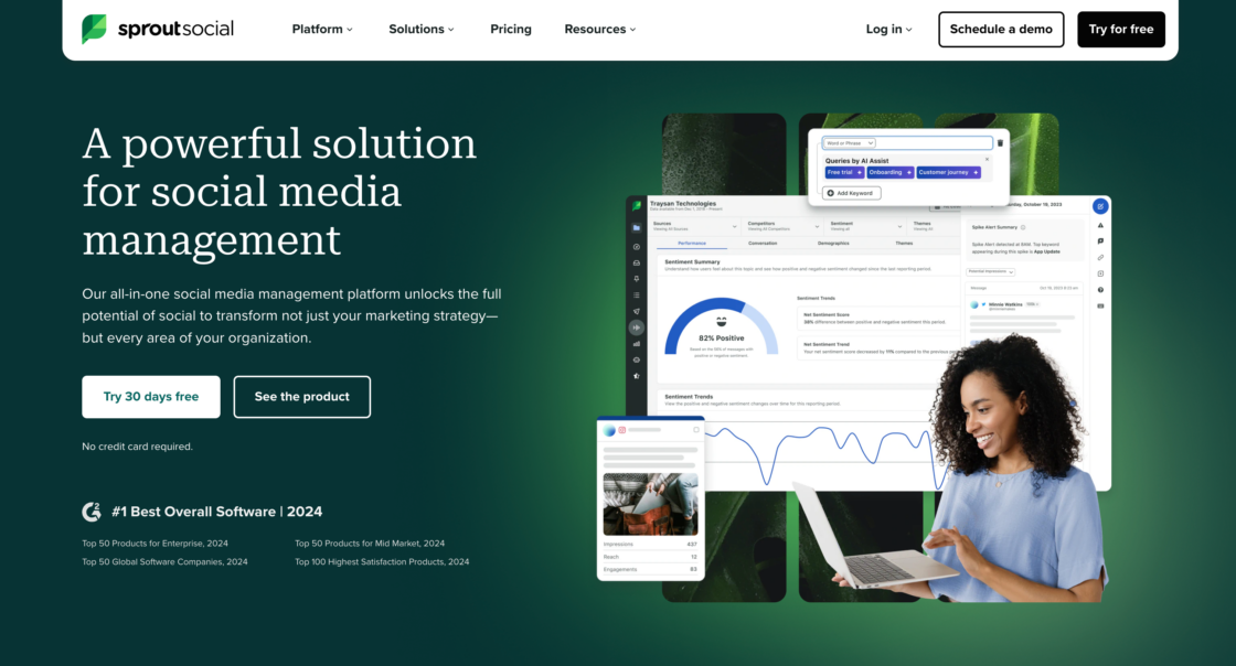 Screenshot of SproutSocial's homepage